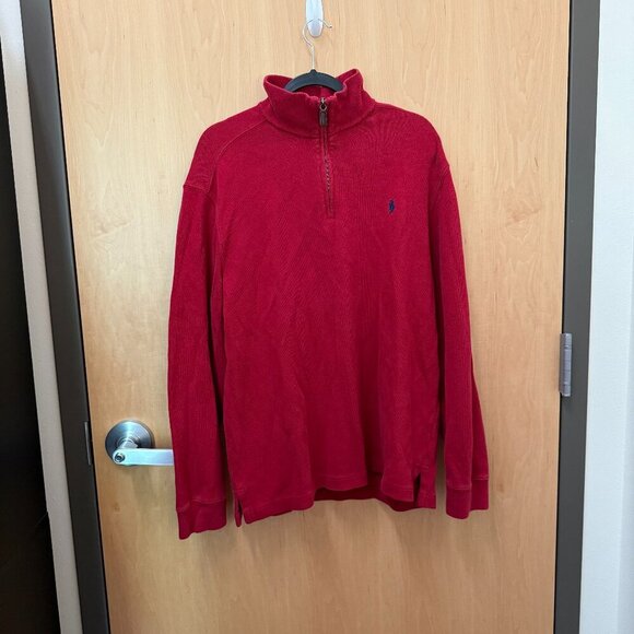 Ralph Lauren Red Quarter-Zip Pullover Men’s L - Picture 1 of 4
